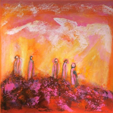 Painting titled "Célébrer la Terre I" by Jeannine Martin, Original Artwork, Oil