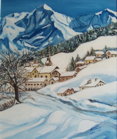 Schilderij getiteld "Le Mont Blanc" door Françoise Collin, Origineel Kunstwerk, Olie