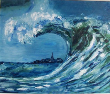 Painting titled "Saint Malo dans la…" by Françoise Collin, Original Artwork, Oil