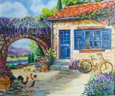 Painting titled "La fermette aux gly…" by Françoise Collin, Original Artwork, Oil