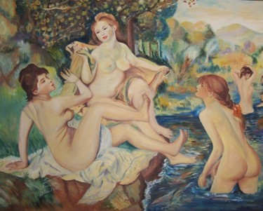 「Les Grandes Baigneu…」というタイトルの絵画 Françoise Collinによって, オリジナルのアートワーク, オイル