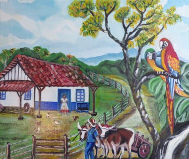 Peinture intitulée "Paysage du Costa Ri…" par Françoise Collin, Œuvre d'art originale, Huile