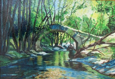 Malerei mit dem Titel "Le Pont Genois" von Françoise Collin, Original-Kunstwerk, Öl
