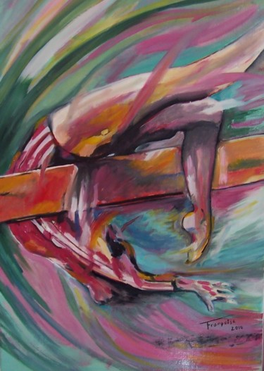 Painting titled "La Gymnaste" by Françoise Collin, Original Artwork, Oil