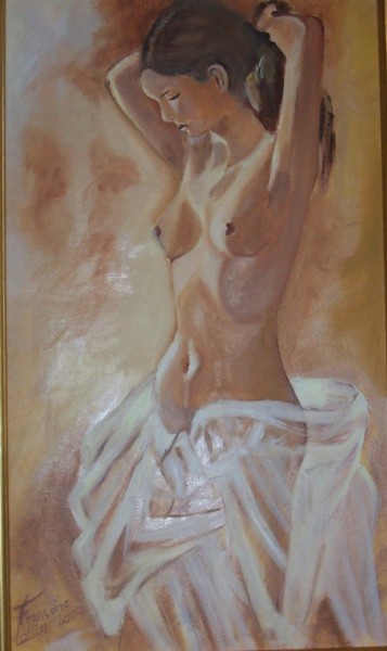 Painting titled "jeune fille nue de…" by Françoise Collin, Original Artwork, Oil