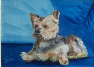 Peinture intitulée "le petit chien Nels…" par Françoise Collin, Œuvre d'art originale, Huile