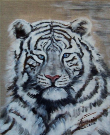 绘画 标题为“Le tigre blanc de f…” 由Françoise Collin, 原创艺术品, 油