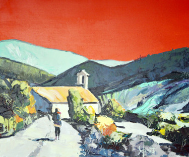 Painting titled "LA CHAPELLE DE VERG…" by Jean-Paul Schmitt, Original Artwork, Acrylic