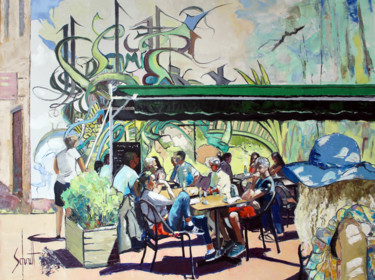 Schilderij getiteld "CAFÉ X" door Jean-Paul Schmitt, Origineel Kunstwerk, Olie