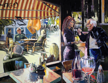 Картина под названием "CAFÉ XIV (Amsterdam…" - Jean-Paul Schmitt, Подлинное произведение искусства, Масло