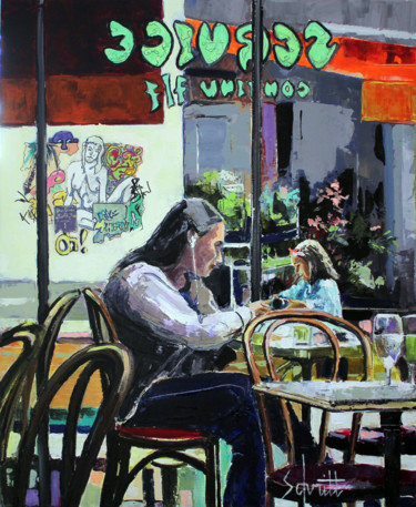 Schilderij getiteld "CAFÉ XIX" door Jean-Paul Schmitt, Origineel Kunstwerk, Acryl