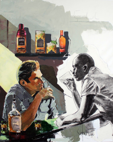 Malarstwo zatytułowany „CAFÉ XXII (Black an…” autorstwa Jean-Paul Schmitt, Oryginalna praca, Akryl