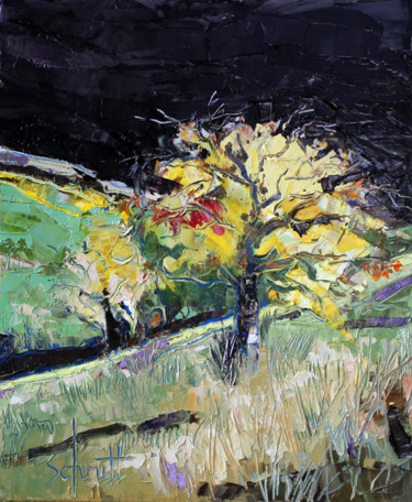 Painting titled "ARBRES D'AUTOMNE (V…" by Jean-Paul Schmitt, Original Artwork, Oil