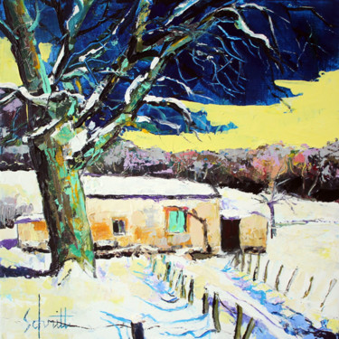Painting titled "PAYSAGE D'HIVER XI…" by Jean-Paul Schmitt, Original Artwork, Acrylic Mounted on Wood Stretcher frame