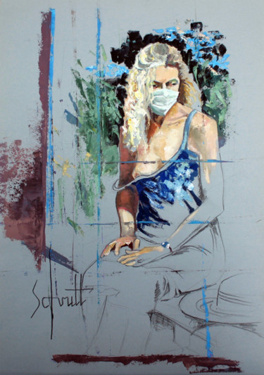 Картина под названием "CONFINEMENT 2" - Jean-Paul Schmitt, Подлинное произведение искусства, Масло