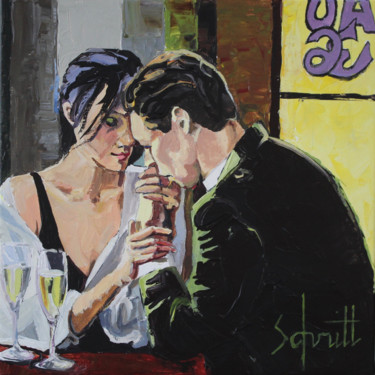 Malarstwo zatytułowany „CAFÉ XXXVI” autorstwa Jean-Paul Schmitt, Oryginalna praca, Akryl Zamontowany na Drewniana rama noszy