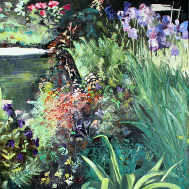 Painting titled "JARDIN DE LA SABLIÈ…" by Jean-Paul Schmitt, Original Artwork, Oil Mounted on Wood Stretcher frame