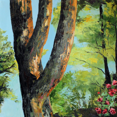 제목이 "JARDIN DE LA SABLIÈ…"인 미술작품 Jean-Paul Schmitt로, 원작, 기름 나무 들것 프레임에 장착됨