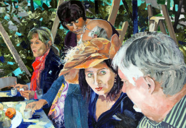 CAFÉ DES PEINTRES (La discussion) Painting titled "CAFÉ DES PEINTRES (…" by Jean-Paul Schmitt, Original Art, Oil Mounted on Stretcher frame