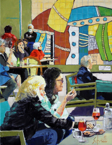 Картина под названием "CAFÉ XLVI (Les Plan…" - Jean-Paul Schmitt, Подлинное произведение искусства, Масло Установлен на Дере…