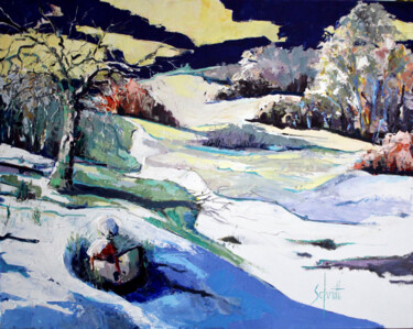 Schilderij getiteld "PAYSAGE D'HIVER ABS…" door Jean-Paul Schmitt, Origineel Kunstwerk, Acryl