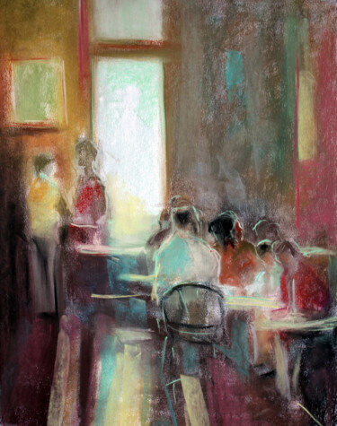 Peinture intitulée "CAFÉ I" par Jean-Paul Schmitt, Œuvre d'art originale, Pastel Monté sur Carton