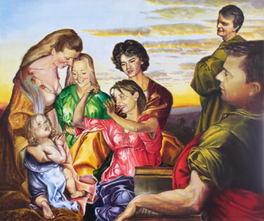 Painting titled "SAINTE FAMILLE SCHM…" by Jean-Paul Schmitt, Original Artwork, Oil Mounted on Wood Stretcher frame