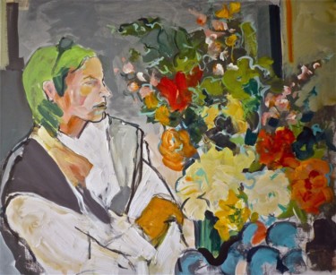 Peinture intitulée "La fleuriste gantée" par Jean-Paul Schmitt, Œuvre d'art originale, Acrylique Monté sur Châssis en bois