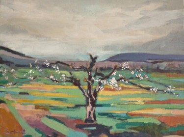 Картина под названием "Cerisier à Céret" - Jean-Paul Schmitt, Подлинное произведение искусства, Масло