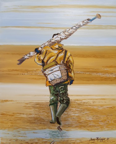 Pécheur de crevettes Peinture intitulée "Pécheur de crevettes" par Jean-Philippe Guffroy, Œuvre d'art originale, Huile
