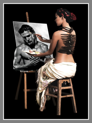 Arts numériques intitulée "Femme peintre.jpg" par Jean-Pierre Gueret, Œuvre d'art originale, Photo montage