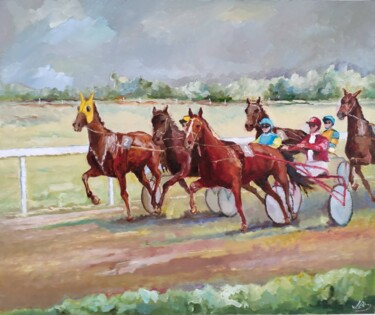 Painting titled "Les trotteurs" by Jean Pierre Berrié, Original Artwork, Oil