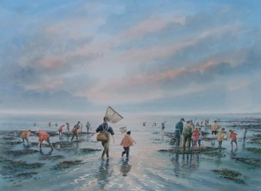 Painting titled "Pêche à pied" by Jean Pierre Gamard, Original Artwork