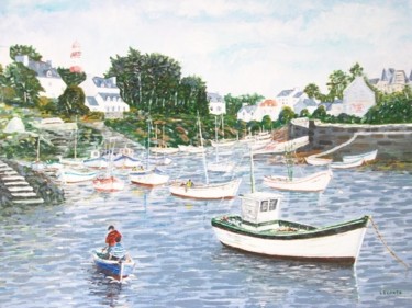 Peinture intitulée "Le port de Doelan…" par Jean-Pierre Leconte, Œuvre d'art originale