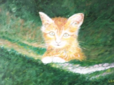 Peinture intitulée "Le chaton" par Jean-Pierre Leconte, Œuvre d'art originale