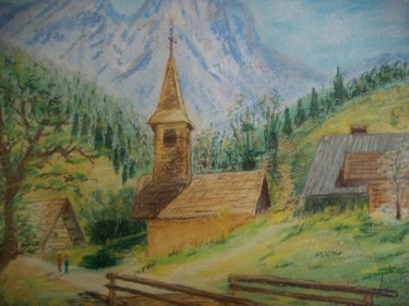 Peinture intitulée "Village en Savoie" par Jean-Pierre Leconte, Œuvre d'art originale