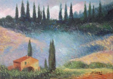 Pittura intitolato "Paysage toscan" da Jean Pierre Lefranc, Opera d'arte originale