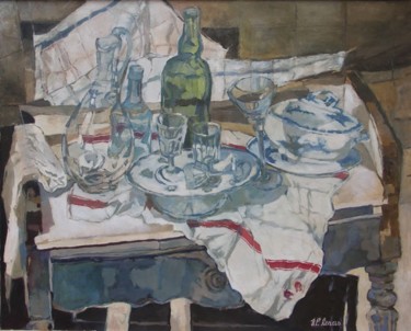 Painting titled "Nature morte à la b…" by Jean-Pierre Lenas, Original Artwork