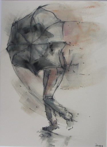 Drawing titled "Parapluie 1" by Jean-Pierre Lenas, Original Artwork