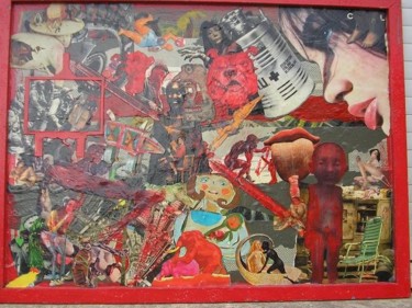 Peinture intitulée "Chien rouge" par Jean Rumain, Œuvre d'art originale