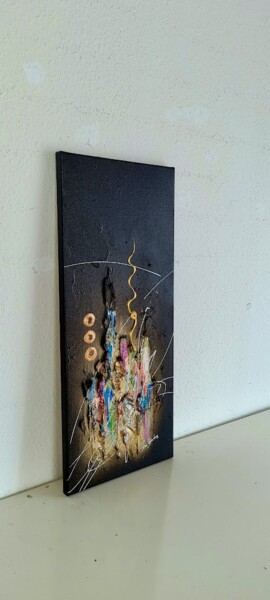 Painting titled "CITY LIGHTS" by Jean Sanders, Original Artwork, Acrylic Mounted on Wood Stretcher frame