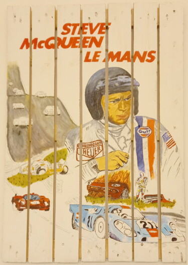 Schilderij getiteld "LE MANS -Steve Mc Q…" door Jeantou, Origineel Kunstwerk, Acryl