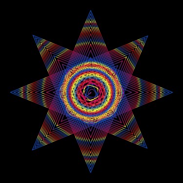 Digitale Kunst getiteld "Colorful Star 2 - #…" door Jeb Gaither, Origineel Kunstwerk, 2D Digital Work