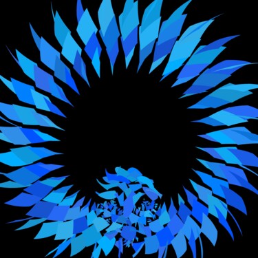 Arts numériques intitulée "Blue Wreath #1668" par Jeb Gaither, Œuvre d'art originale, Travail numérique 2D