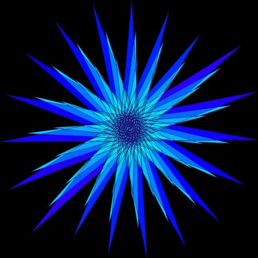 Arts numériques intitulée "Blue Star #1671" par Jeb Gaither, Œuvre d'art originale, Travail numérique 2D