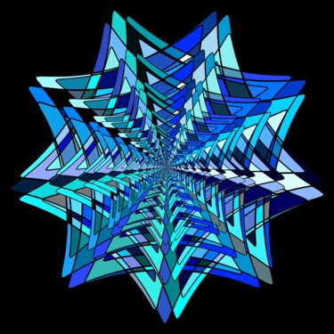 Arts numériques intitulée "Abstract Blue Star…" par Jeb Gaither, Œuvre d'art originale, Travail numérique 2D