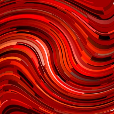 Digital Arts titled "Red Waves #1757" by Jeb Gaither, Original Artwork, 2D Digital Work