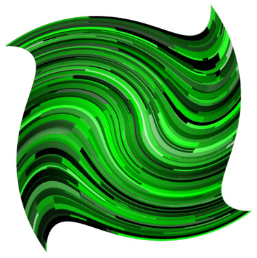 Digital Arts titled "Green Waves #1768" by Jeb Gaither, Original Artwork, 2D Digital Work