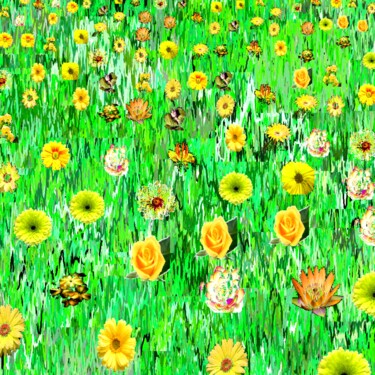 Arts numériques intitulée "Yellow Field Of Flo…" par Jeb Gaither, Œuvre d'art originale, Travail numérique 2D