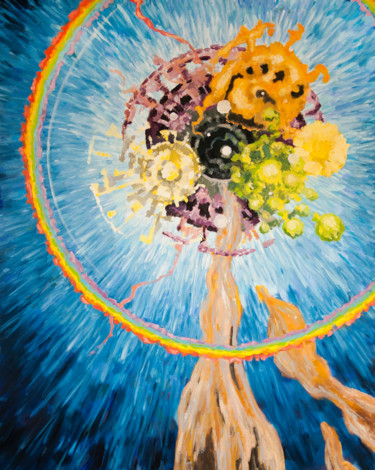 Painting titled "Cosmic Spring" by Jakub Jecminek, Original Artwork, Oil